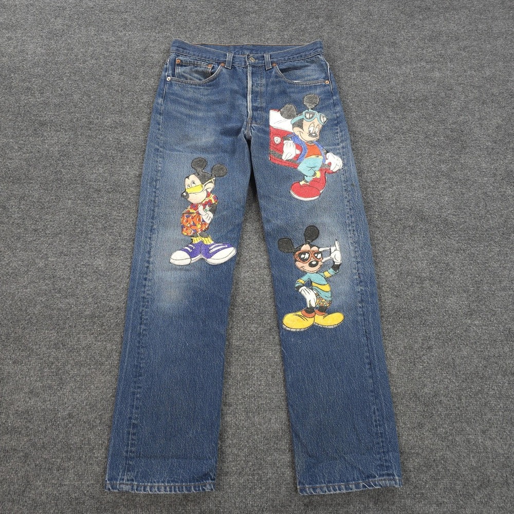 Vintage Too Cute Jeans Womens‎ M 30x31 Mickey Disney Embroidered Denim 90s USA